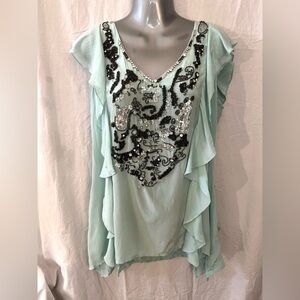 SILK bling beaded boho top